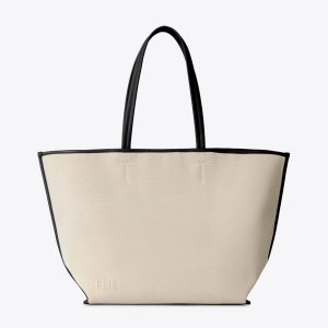 The Canvas and Leather Tote in Black